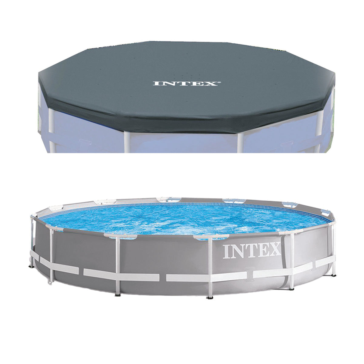 Intex 12ft x 30in Prism Frame Above Ground Pool w/ Pump & Intex 12ft Pool Cover