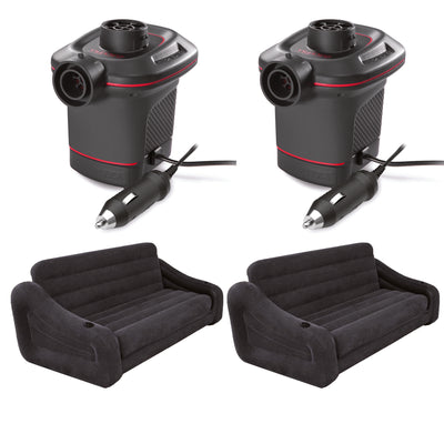 DC Car Pump (2 Pack) Bundled w/ Inflatable Queen Pull Out couch (2 Pack) - VMInnovations