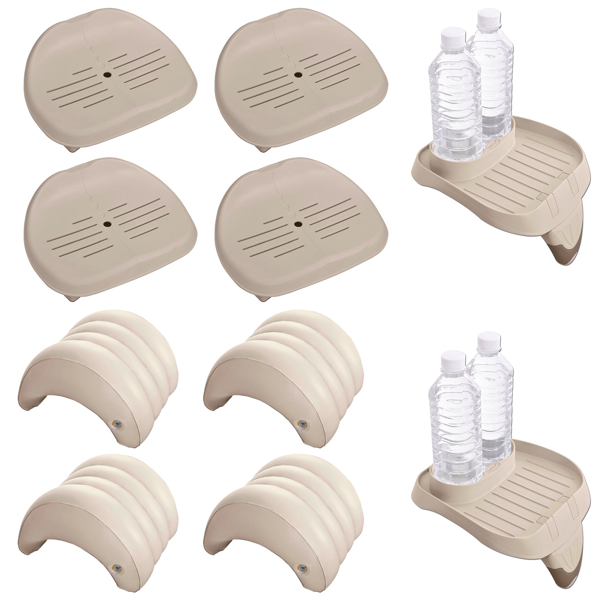 Intex Inflatable HotTub Seat(4),Attachable Cup Holder(2),Inflatable Head Rest(4)