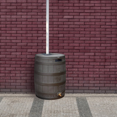 Good Ideas Rain Wizard 50 Gal Rain Barrel Collector, Oak & Diverter Flex Kit - VMInnovations