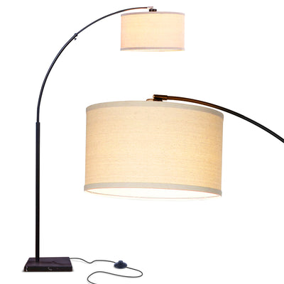 Brightech Logan Arc Standing Floor Lamp with LED Bulb Drum Shade, Black (Used)