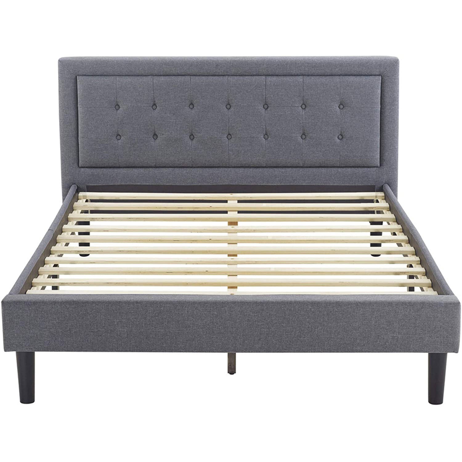 Classic Brands Mornington Tufted Upholstery Platform Bed Frame, Full, Light Grey