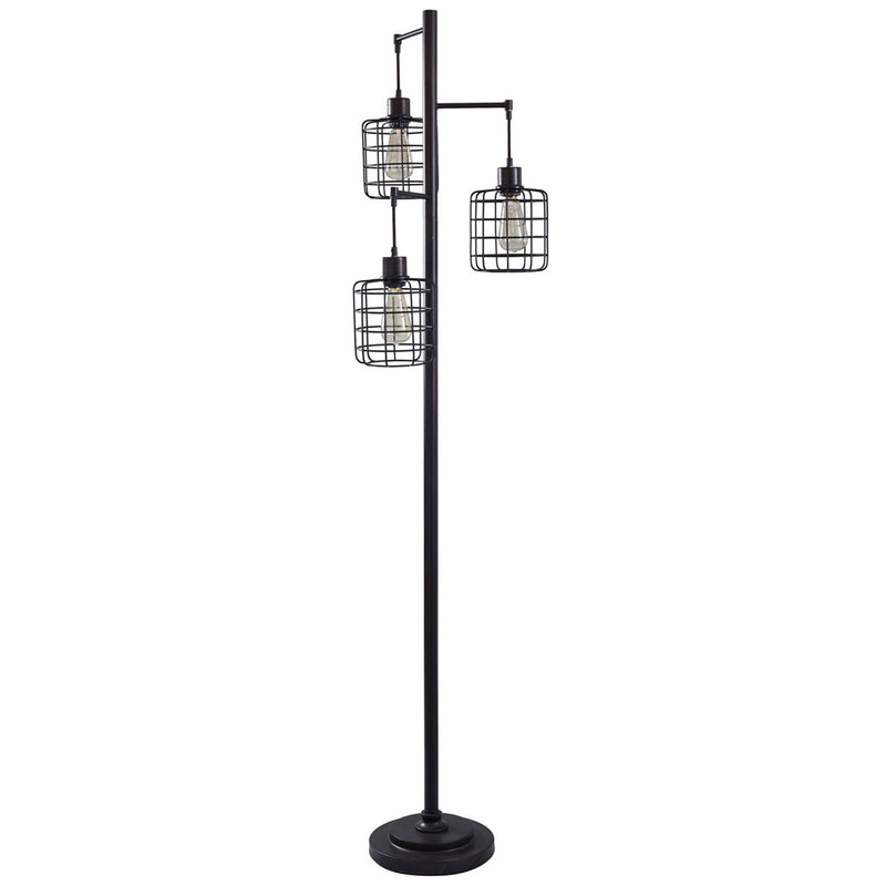 Collective Design Signature 71in Caged Industrial/Vintage Floor Lamp Light Black