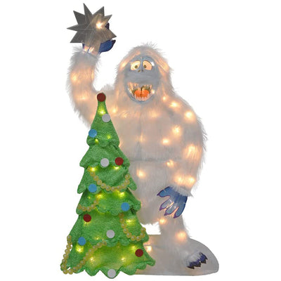 ProductWorks 32 Inch Bumble Christmas Tree Pre-Lit Yard Ornament Holiday Decor