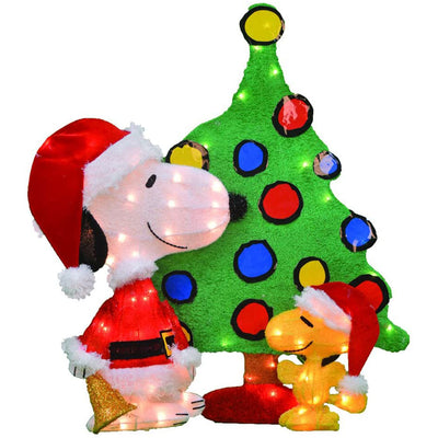 ProductWorks Peanuts 32" Snoopy and Woodstock Pre Lit Christmas Decoration(Used)