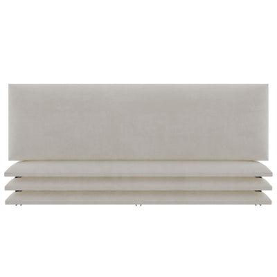 Vant 39 x 46 Inch Upholstered Wall Panels, Micro Suede Neutral Sand (4 Pack)