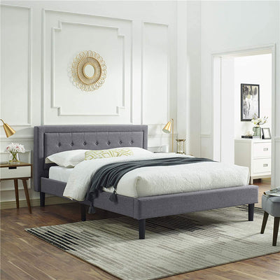 Classic Brands Mornington Tufted Upholstery Platform Bed Frame, King, Light Grey