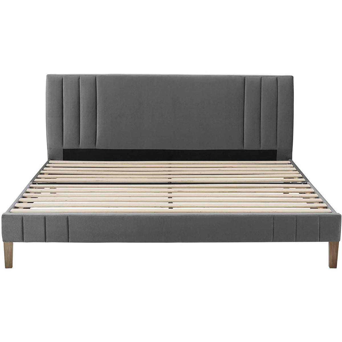 Classic Brands Chicago Tufted Upholstered Platform Bed Frame, King, Dark Grey