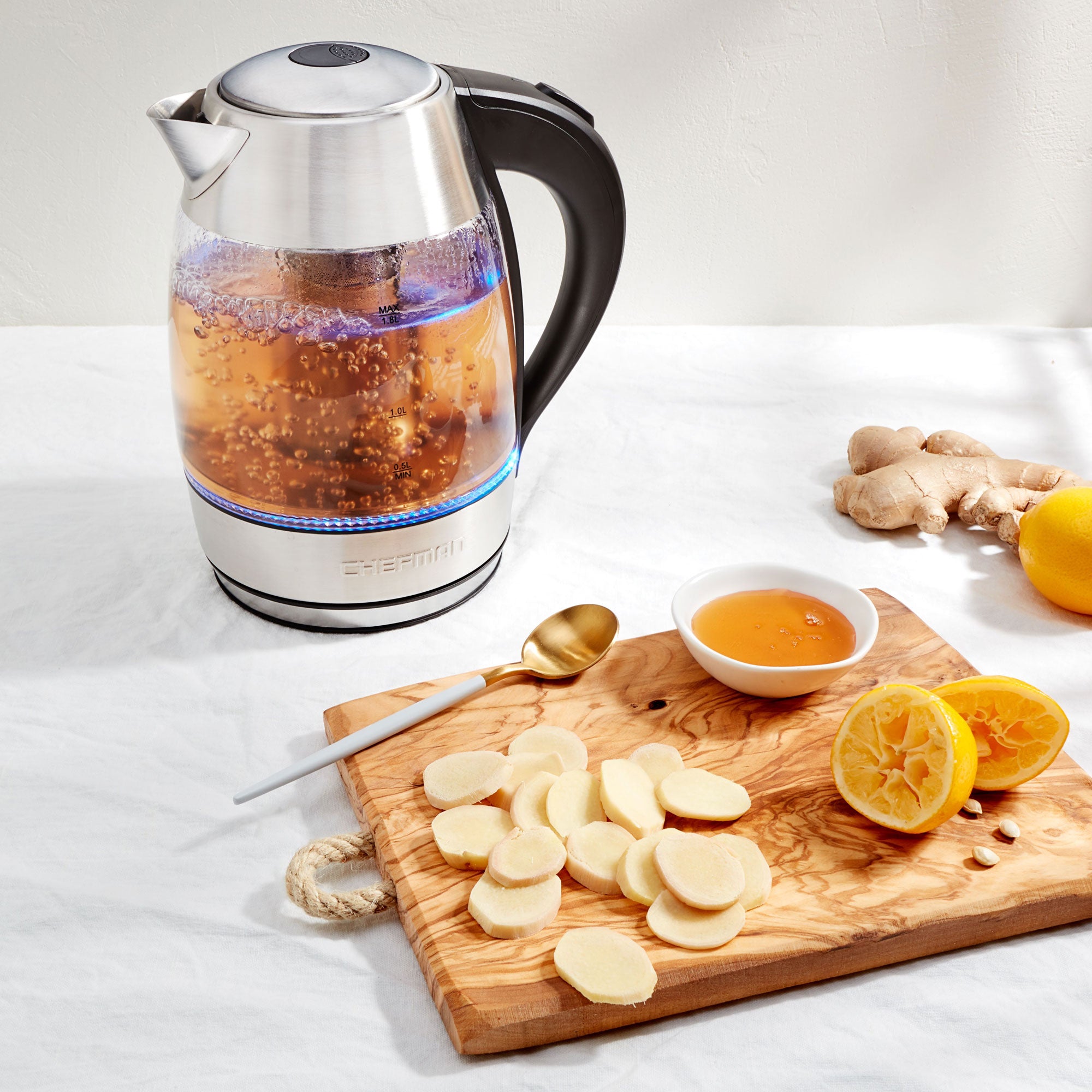 Chefman 1.8 Liter Glass Electric Tea Kettle with Removable Tea Infuser(Open Box) - VMInnovations