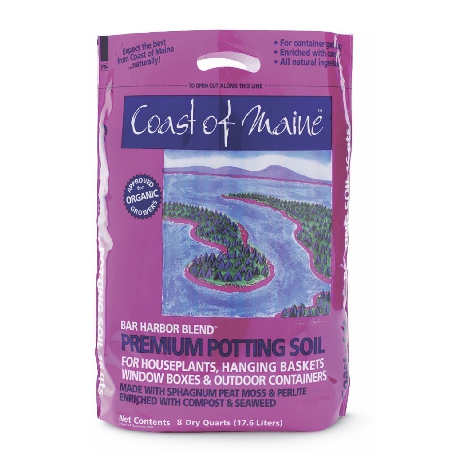 Coast of Maine OMRI Listed Bar Harbor Blend Organic Potting Soil, 8 Quart Bag - VMInnovations