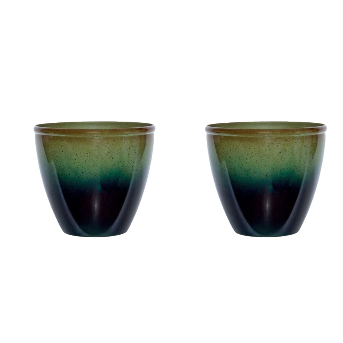 Suncast Seneca 16 Inch Decorative Resin Flower Planter Pot, Green/Blue (2 Pack)