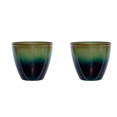 Suncast Seneca 16 Inch Decorative Resin Flower Planter Pot, Green/Blue (2 Pack)
