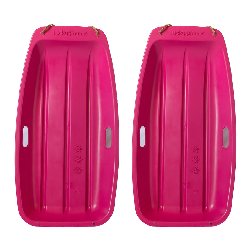 Lucky Bums Childrens Kids 35 Inch Plastic Snow Toboggan Sled, Neon Pink (2 Pack)