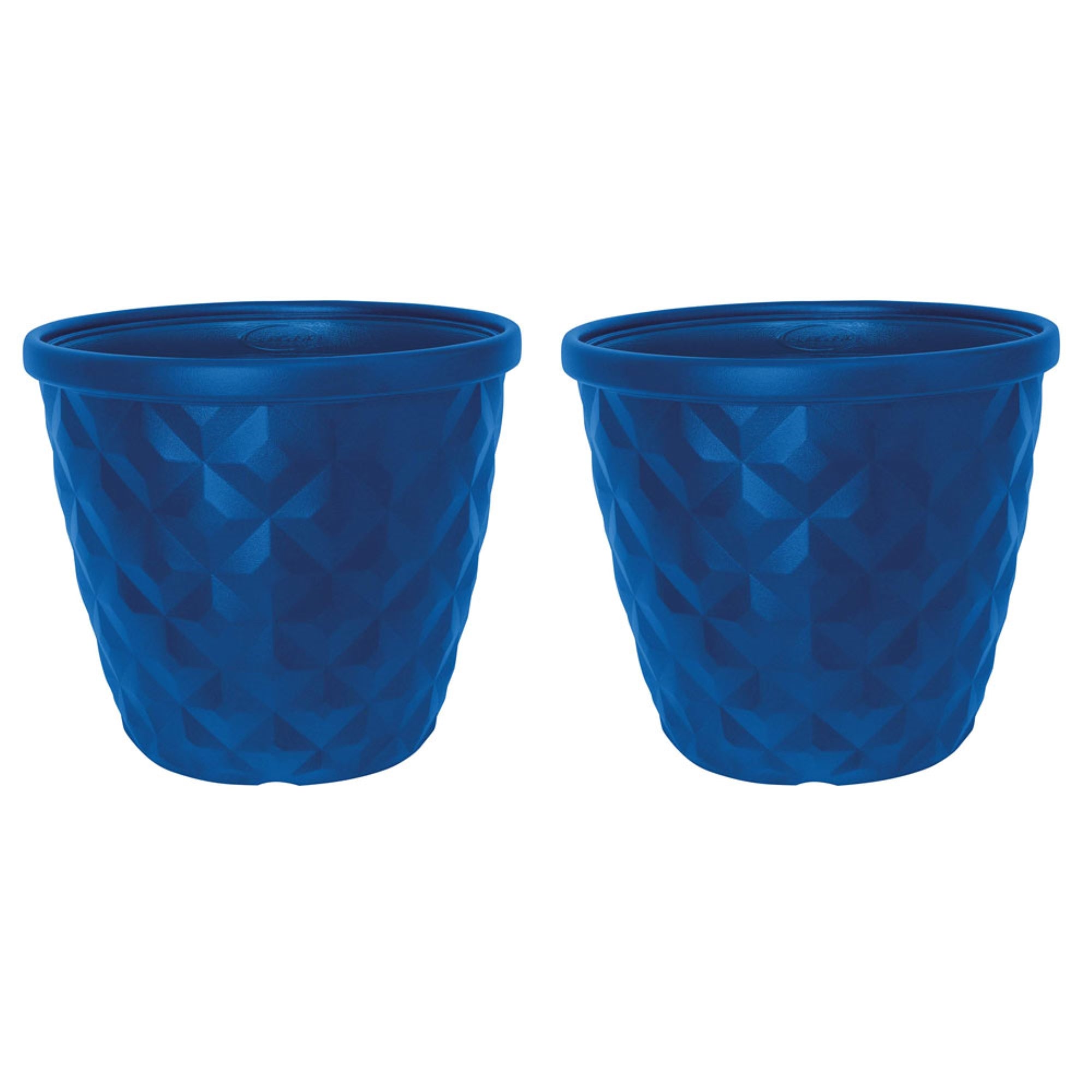 Suncast 16 Inch Pinehurst Decorative Modern Resin Garden Planter (2 Pack), Blue