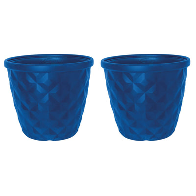 Suncast 16 Inch Pinehurst Decorative Modern Resin Garden Planter (2 Pack), Blue