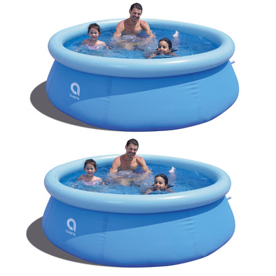 JJLeisure 8' x 25" Prompt Set Inflatable Outdoor Backyard Swimming Pool (2 Pack)