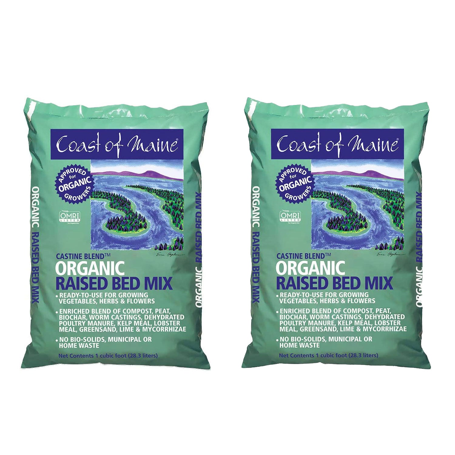 Coast of Maine Castine Blend Raised Bed Gardening Soil Mix, 1 Cu Ft (2 Pack)