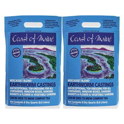 Coast of Maine Wiscasset Blend Earthworm Potting Soil, 8 Quart Bag (2 Pack)