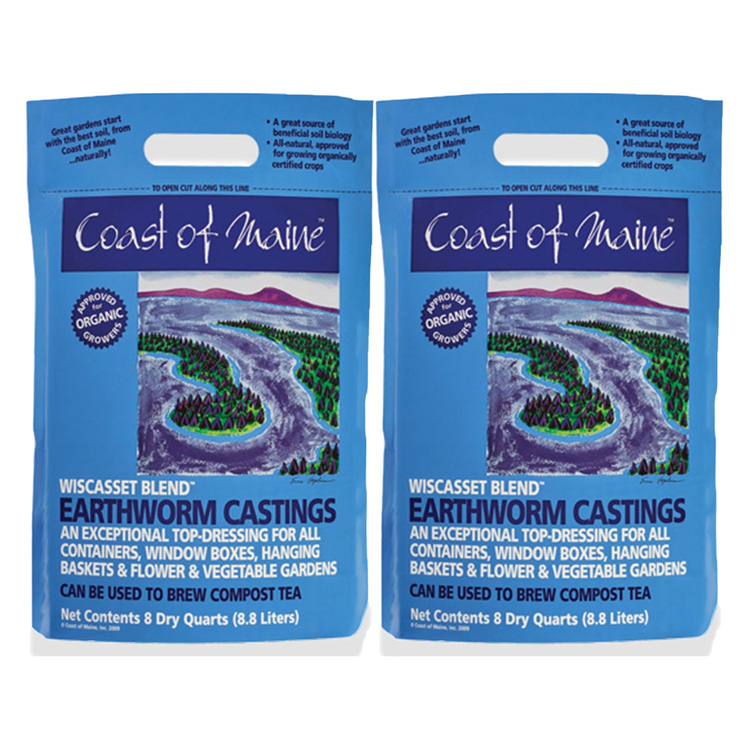 Coast of Maine Wiscasset Blend Earthworm Potting Soil, 8 Quart Bag (2 Pack) - VMInnovations