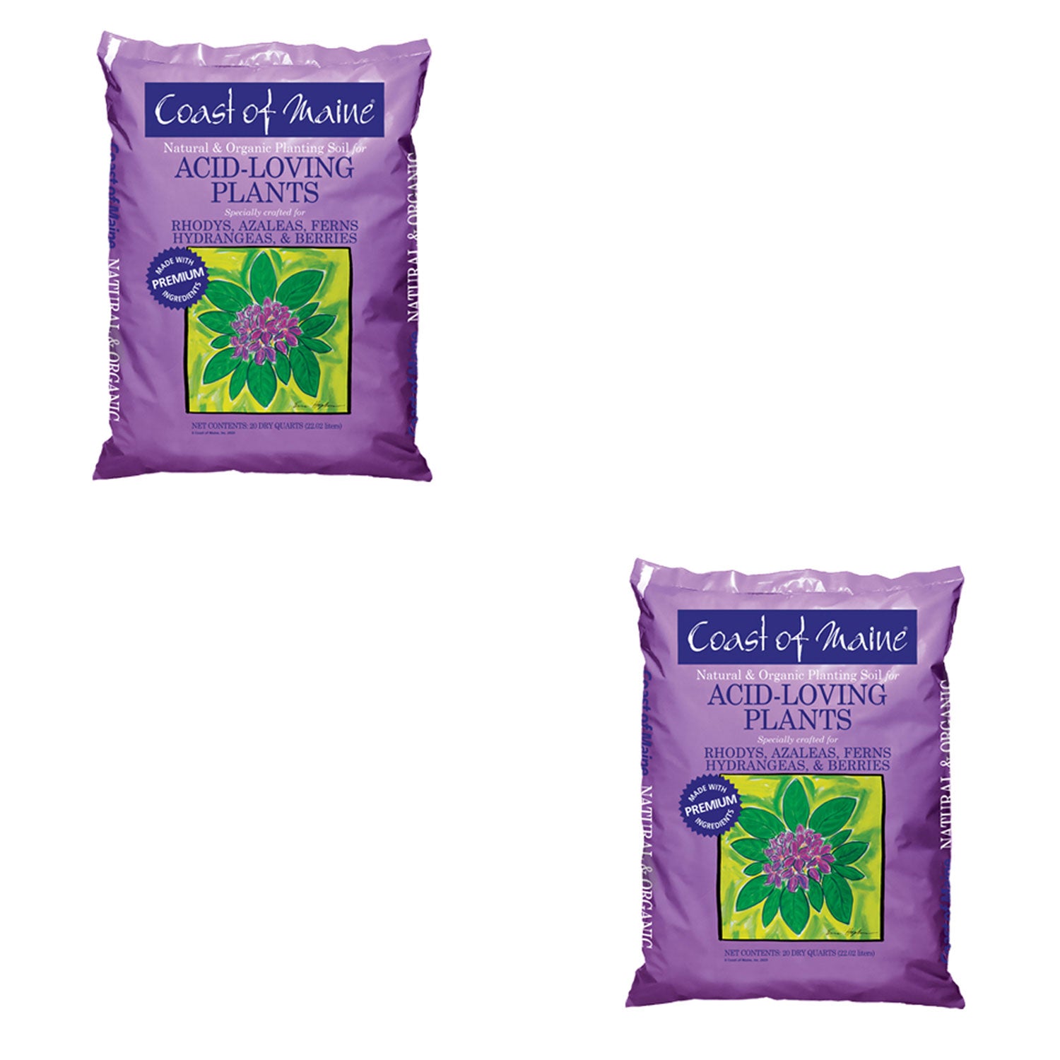 Coast of Maine Organic Natural Potting Soil for Acid Loving Plants, 20 Qt (2 Pk) - VMInnovations