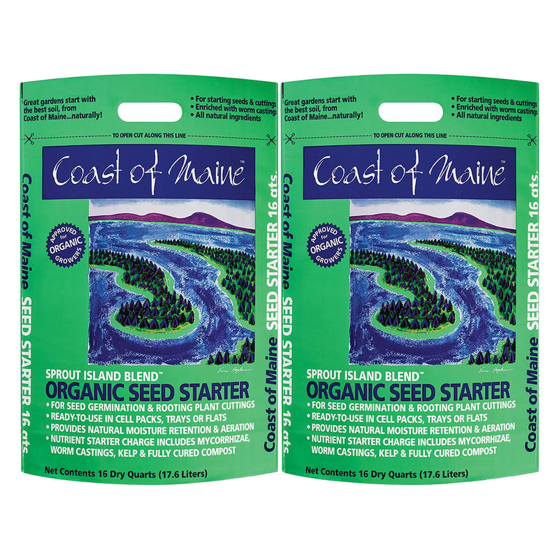 Coast of Maine Organic Seed Starter for Root Plant Cuttings, 16 Qt (2 Pack)