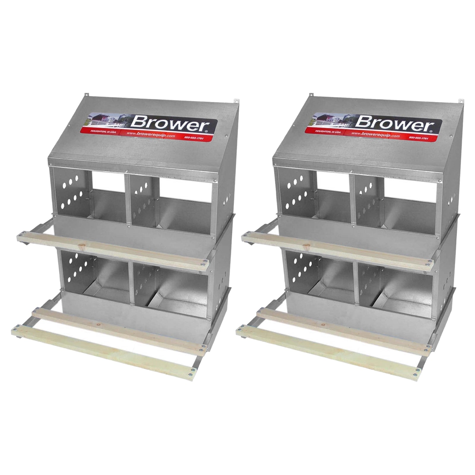 Brower 404B Galvanized Steel 4 Hole 20 Bird Nest Chicken Brooding Box (2 Pack) - VMInnovations
