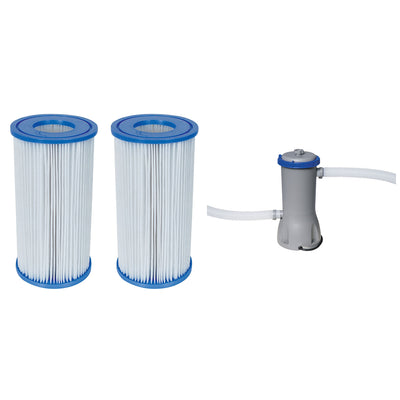 Bestway Pool Filter Pump System & 58012 Replacement Cartridge Type III/A, 2 Pack - VMInnovations