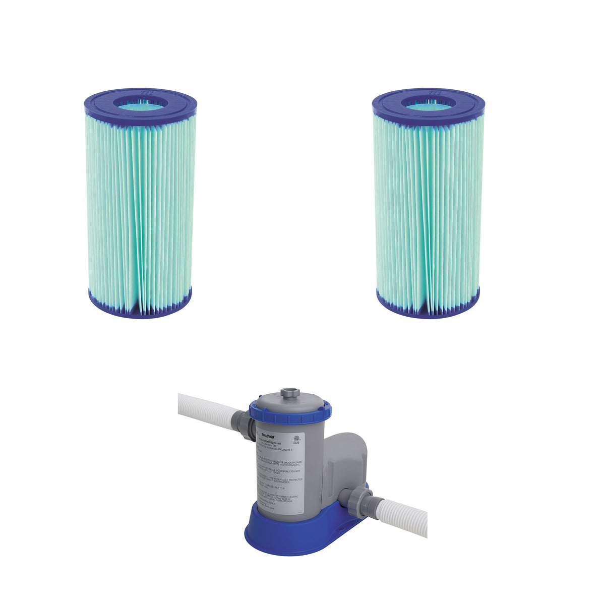 Bestway Type III Pool Filter Cartridge (2 Pack) w/ 1500 GPH Pump