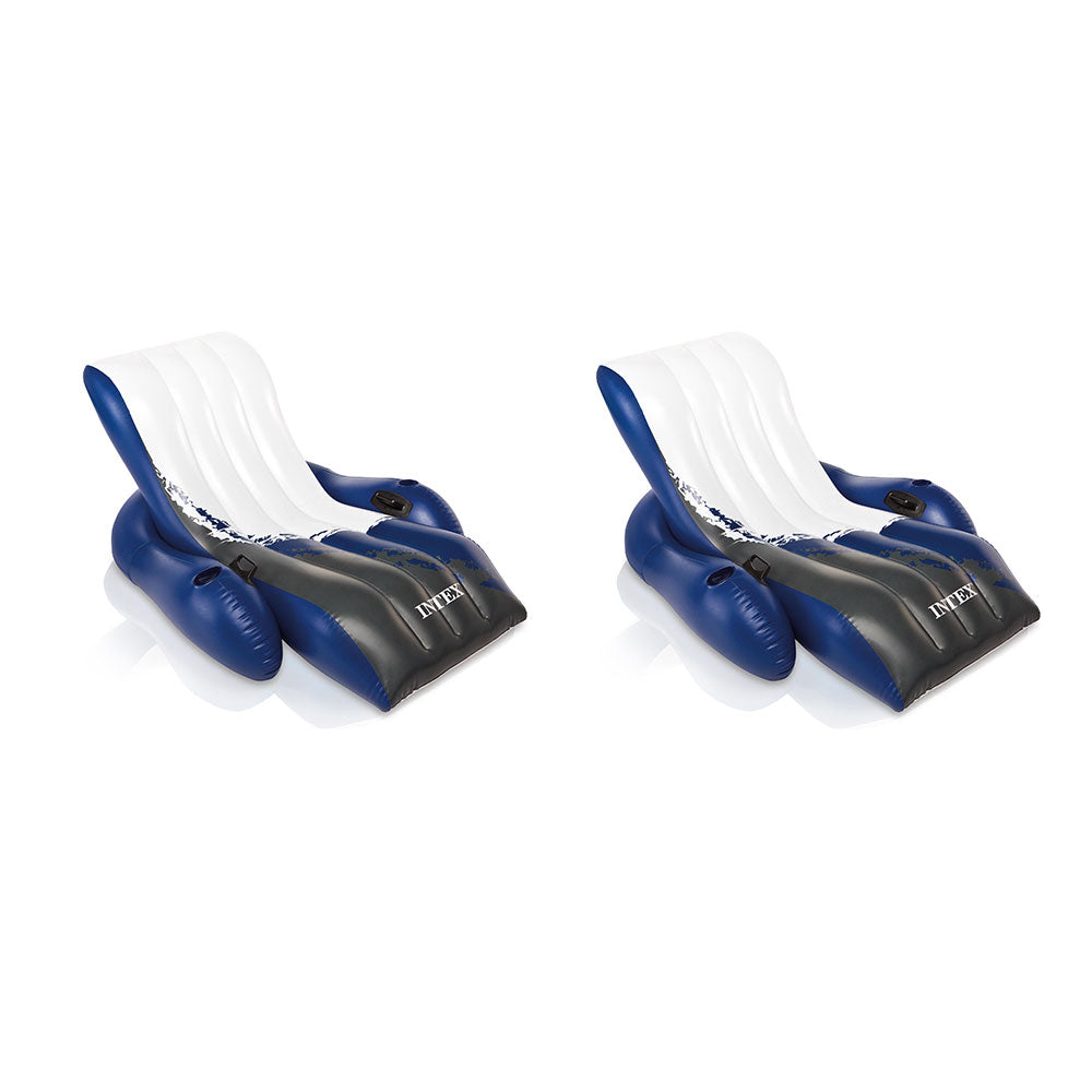 Intex 18ft x 42in Prism Above Ground Pool, Inflatable Loungers (2 Pack) & Cooler - VMInnovations