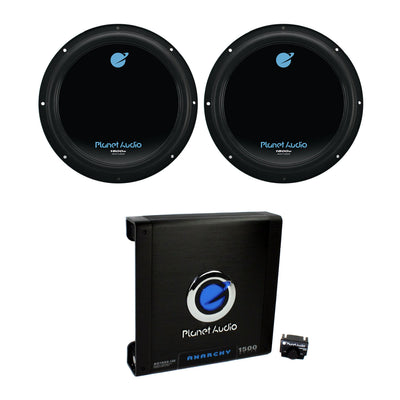 Planet Audio 12 Inch Subwoofer (2 Pack) & AC15001M Car Audio Amplifier w/ Remote - VMInnovations