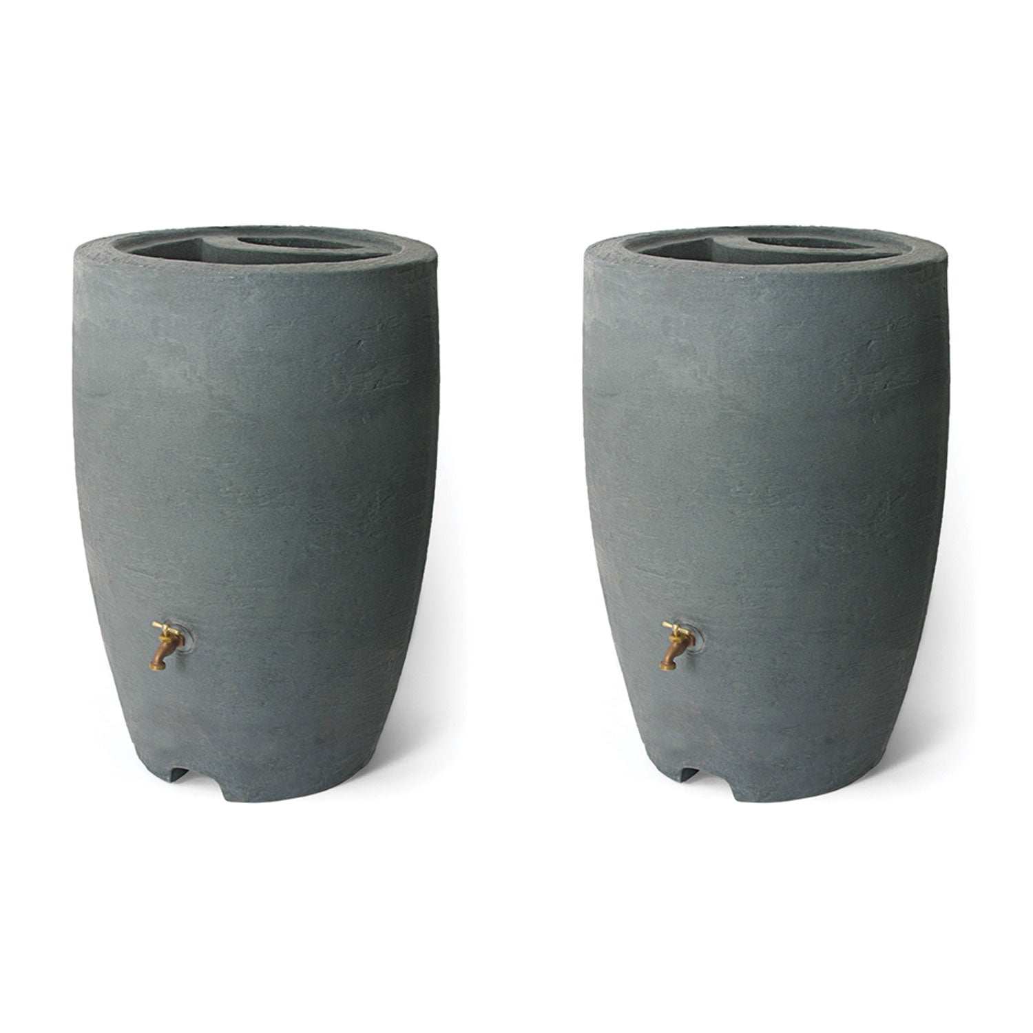 Algreen Athena 50 Gallon Plastic Rain Water Collection Barrel, Charcoal (2 Pack) - VMInnovations