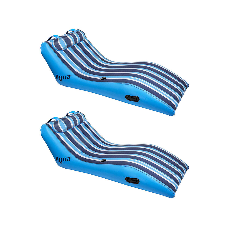Aqua Leisure Key West Ultra Cushioned Lounge Pool Float with Pillow (2 Pack)