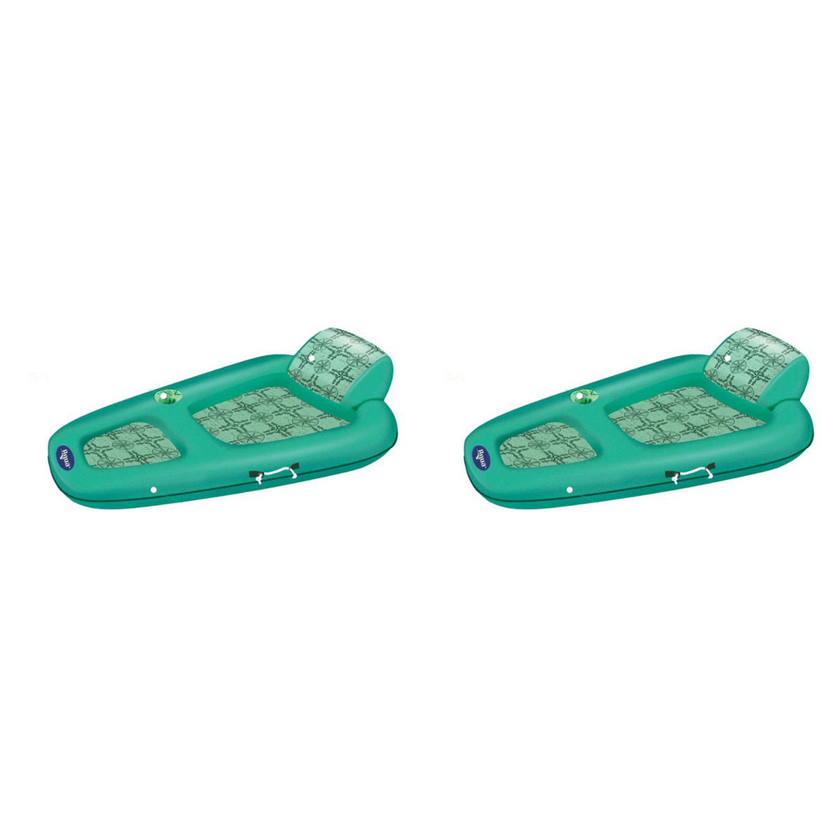 Aqua Leisure Polyknit Water Lounger Pool Inflatable, Compass Rose (2 Pack)