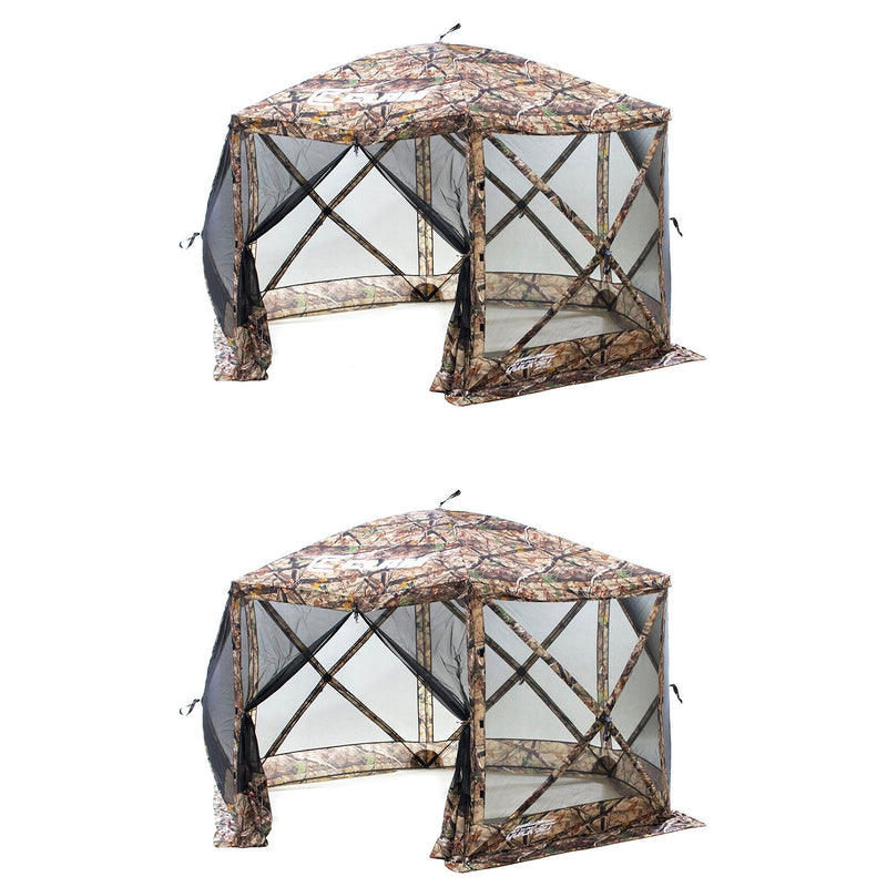 Clam Quick Set Escape Pop Up Outdoor Gazebo Canopy Screen Shelter, Camo (2 Pack)