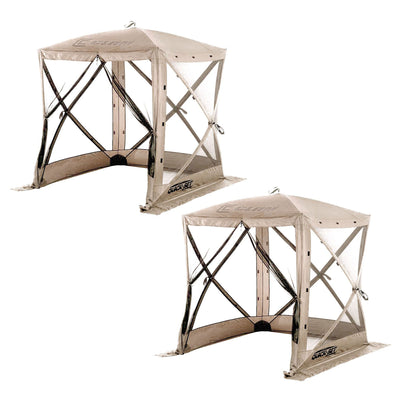 Clam Quick-Set Traveler Portable Outdoor Screened Canopy Shelter, Tan (2 Pack) - VMInnovations