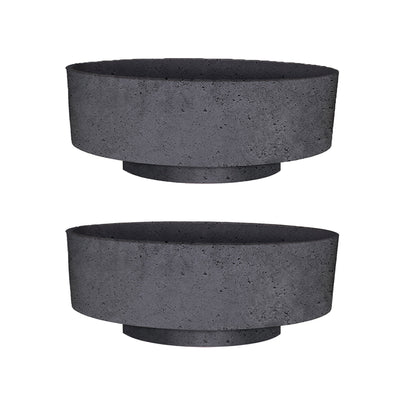 The HC Companies 6 Inch Capri Bowl Indoor Succulent Pot, Faux Concrete (2 Pack)
