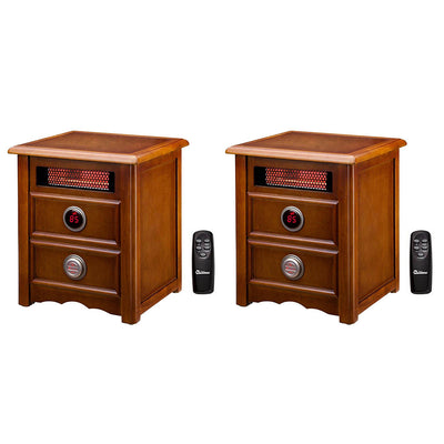 Dr. Infrared 1500W Electric Cherry Nightstand Space Heater with Remote (2 Pack)