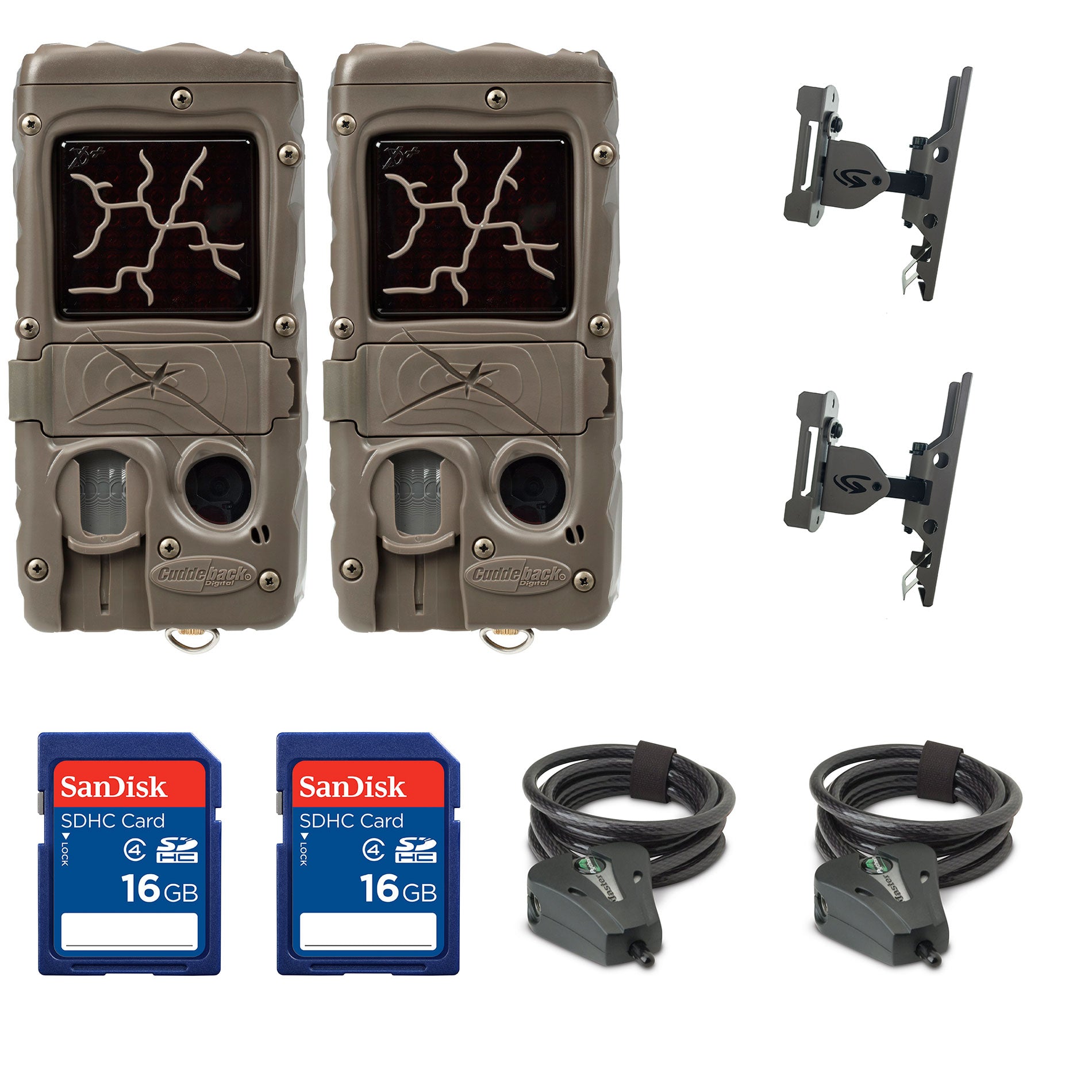 Cuddeback Game Camera (2pk) + SD Card (2pk) + Mount (2pk) + Security Cable (2pk) - VMInnovations