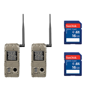 Cuddeback Black Flash 20MP Trail Camera (2 pack) + 16GB SD Memory Card (2 pack) - VMInnovations
