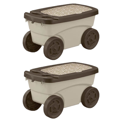 Suncast Portable 12.25 x 13 Inch Resin Multipurpose Garden Cart, Tan (2 Pack)