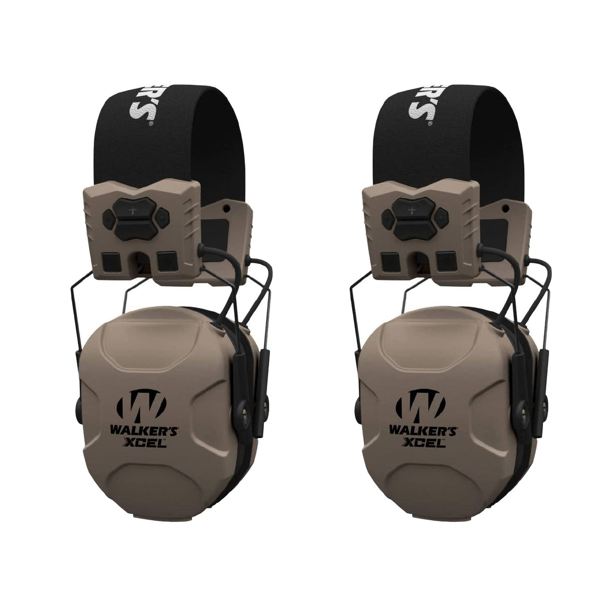 Walker's Xcel 100 Digital Electronic Ear Protection Headphones, Tan (2 Pack)