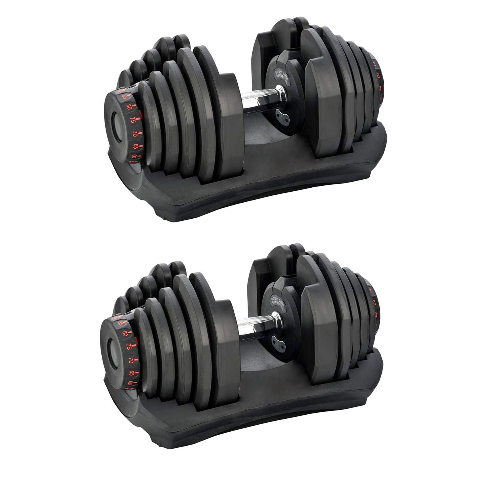 HolaHatha 10 TO 90 Pound Adjustable Dumbbell Home Gym Equipment (2 Pack)