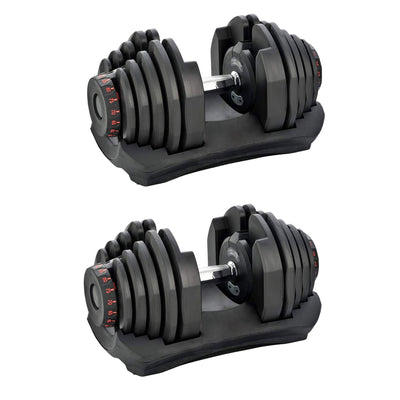 HolaHatha 10 TO 90 Pound Adjustable Dumbbell Home Gym Equipment (2 Pack)