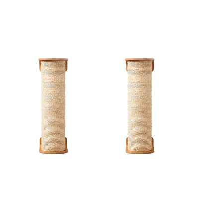 MYZOO Wall Mounted & Floor Standing Cat Scratcher Wood Cylinder Shelf (2 Pack)