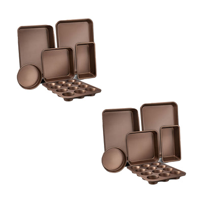 NutriChef Kitchen Oven Non Stick Steel Tray Sheet 6 Piece Bakeware Set (2 Pack) - VMInnovations