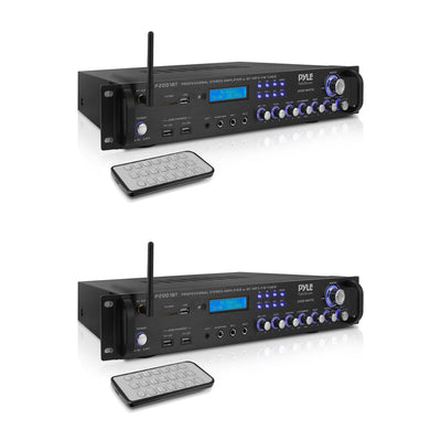Pyle 2,000 Watt Multi Channel Bluetooth Home Theater Amplifier Receiver (2 Pack)