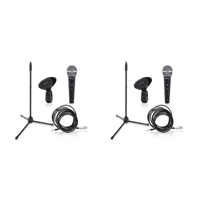 Pyle Handheld Dynamic Microphone Kit with Mic Stand, Clip, & Carry Case (2 Pack)