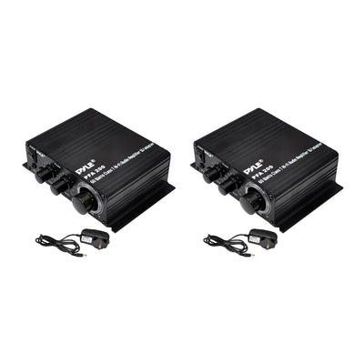Pyle PCM20A Audio Power 60W HiFi Mini Amplifier Receiver with Adapter (2 Pack)