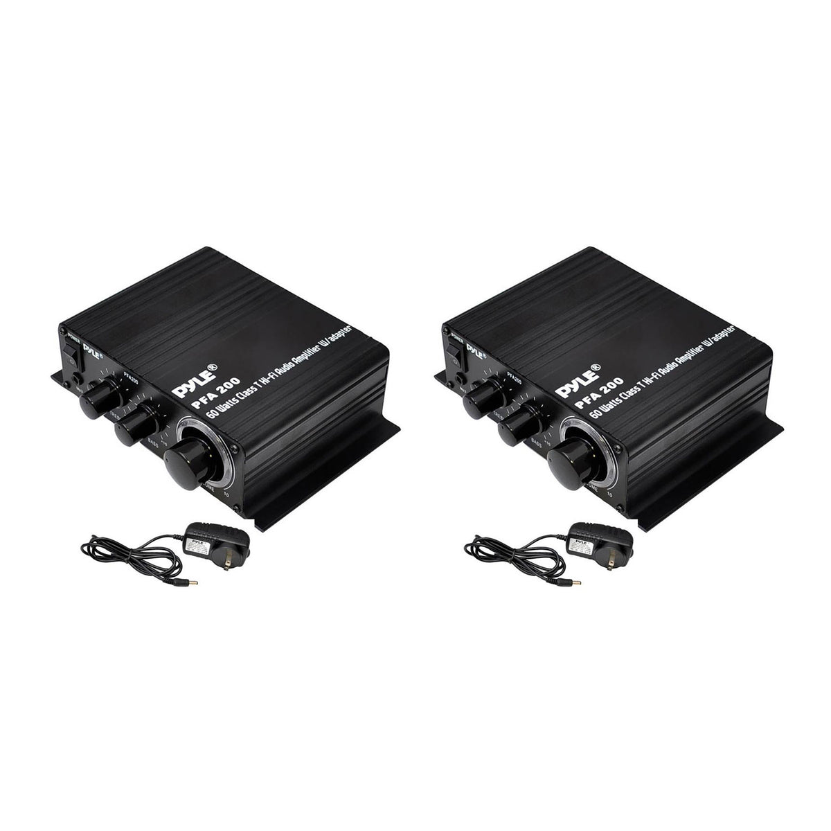 Pyle PCM20A Audio Power 60W HiFi Mini Amplifier Receiver with Adapter (2 Pack)