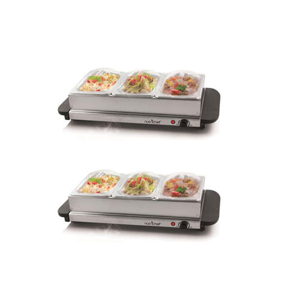 NutriChef 3 Pot Electric Hot Plate Buffet Warmer Chafing Serving Dish (2 Pack) - VMInnovations